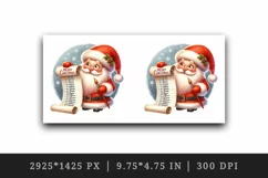 Watercolor cute Santa Claus reading long list of names Christmas print 20 oz tumbler skinny mug wrap clipart t-shirt sublimation printable design