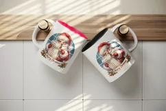 Watercolor cute Santa Claus reading long list of names Christmas print 20 oz tumbler skinny mug wrap clipart t-shirt sublimation printable design
