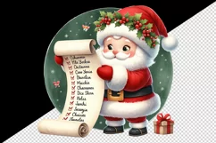 Watercolor cute Santa Claus reading long list of names Christmas print 20 oz tumbler skinny mug wrap clipart t-shirt sublimation printable design