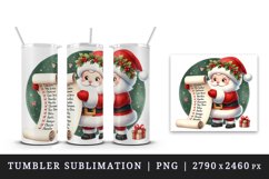 Watercolor cute Santa Claus reading long list of names Christmas print 20 oz tumbler skinny mug wrap clipart t-shirt sublimation printable design