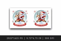 Watercolor cute Santa Claus reindeer Happy Holidays Christmas quote print 20 oz tumbler skinny mug wrap clipart t-shirt sublimation printable design