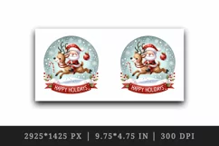Watercolor cute Santa Claus reindeer Happy Holidays Christmas quote print 20 oz tumbler skinny mug wrap clipart t-shirt sublimation printable design
