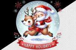 Watercolor cute Santa Claus reindeer Happy Holidays Christmas quote print 20 oz tumbler skinny mug wrap clipart t-shirt sublimation printable design