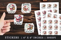 Watercolor cute Santa Claus sack of gifts snow Ho Ho Ho quote Christmas New Year winter print sticker sheet stickers printable sublimation design png
