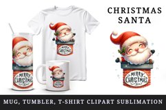 Watercolor cute Santa Claus stuck in chimney Merry Christmas quote print 20 oz tumbler skinny mug wrap clipart t-shirt sublimation printable design