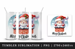 Watercolor cute Santa Claus stuck in chimney Merry Christmas quote print 20 oz tumbler skinny mug wrap clipart t-shirt sublimation printable design