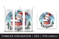 Watercolor cute Santa Claus stuck in chimney Merry Christmas quote print 20 oz tumbler skinny mug wrap clipart t-shirt sublimation printable design