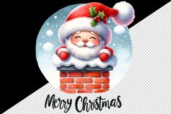 Watercolor cute Santa Claus stuck in chimney Merry Christmas quote print 20 oz tumbler skinny mug wrap clipart t-shirt sublimation printable design