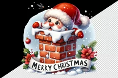 Watercolor cute Santa Claus stuck in chimney Merry Christmas quote print 20 oz tumbler skinny mug wrap clipart t-shirt sublimation printable design