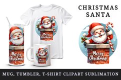 Watercolor cute Santa Claus stuck in chimney Merry Christmas quote print 20 oz tumbler skinny mug wrap clipart t-shirt sublimation printable design
