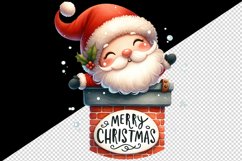 Watercolor cute Santa Claus stuck in chimney Merry Christmas quote print 20 oz tumbler skinny mug wrap clipart t-shirt sublimation printable design