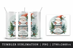Watercolor cute Santa Claus stuck in chimney Merry Christmas quote print 20 oz tumbler skinny mug wrap clipart t-shirt sublimation printable design