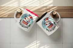 Watercolor cute Santa Claus stuck in chimney Merry Christmas quote print 20 oz tumbler skinny mug wrap clipart t-shirt sublimation printable design