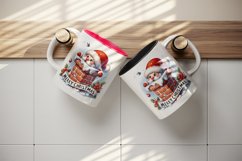Watercolor cute Santa Claus stuck in chimney Merry Christmas quote print 20 oz tumbler skinny mug wrap clipart t-shirt sublimation printable design