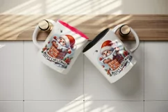 Watercolor cute Santa Claus stuck in chimney Merry Christmas quote print 20 oz tumbler skinny mug wrap clipart t-shirt sublimation printable design