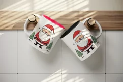 Watercolor cute Santa Claus winter Christmas tree hat New Year 20 oz tumbler skinny mug wrap clipart t-shirt sublimation printable design