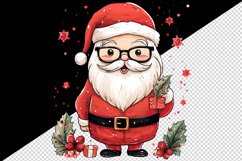 Watercolor cute Santa Claus winter gift box Christmas hat New Year 20 oz tumbler skinny mug wrap clipart t-shirt sublimation printable design