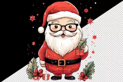 Watercolor cute Santa Claus winter gift box Christmas hat New Year 20 oz tumbler skinny mug wrap clipart t-shirt sublimation printable design