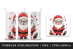 Watercolor cute Santa Claus winter gift box Christmas hat New Year 20 oz tumbler skinny mug wrap clipart t-shirt sublimation printable design