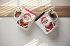 Watercolor cute Santa Claus winter gift box Christmas hat New Year 20 oz tumbler skinny mug wrap clipart t-shirt sublimation printable design