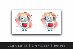 Watercolor cute sheep with heart animal love Valentines Day print 20 oz tumbler skinny mug wrap clipart t-shirt sublimation printable design