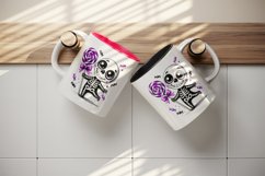 Watercolor cute skeleton holding neon purple lollipop Halloween print 20 oz tumbler skinny mug wrap clipart t-shirt sublimation printable design