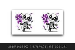 Watercolor cute skeleton holding neon purple lollipop Halloween print 20 oz tumbler skinny mug wrap clipart t-shirt sublimation printable design