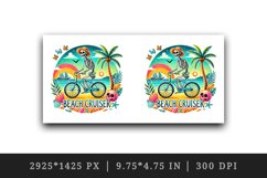 Watercolor cute skeleton riding bicycle palm tree Beach Cruiser summer print 20oz tumbler skinny mug wrap clipart t-shirt sublimation printable design
