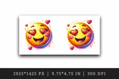 Watercolor cute smiley face emoji heart eyes Love Valentine Day print 20 oz tumbler skinny mug wrap clipart t-shirt sublimation printable design