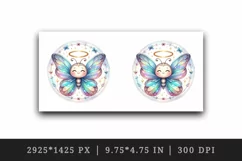 Watercolor cute smiling butterfly iridescent twinkling wings halo of light print tumbler skinny mug wrap clipart t-shirt sublimation printable design