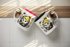 Watercolor cute smiling hedgehog neon yellow hat fall autumn leaves animal print 20 oz tumbler mug wrap clipart printable sublimation design png