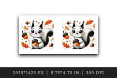 Watercolor cute smiling squirrel holding acorn fall autumn leaves animal print 20 oz tumbler mug wrap clipart printable sublimation design png