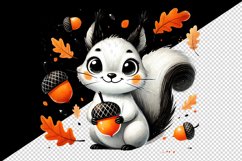 Watercolor cute smiling squirrel holding acorn fall autumn leaves animal print 20 oz tumbler mug wrap clipart printable sublimation design png