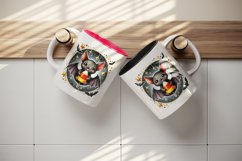 Watercolor cute smiling vampire bat holding candy corn circular Halloween print tumbler skinny mug wrap clipart t-shirt sublimation printable design