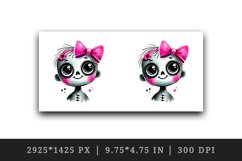 Watercolor cute smiling zombie girl with big eyes neon pink bow Halloween print tumbler skinny mug wrap clipart t-shirt sublimation printable design