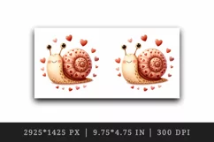 Watercolor cute snail heart pattern shell Love Valentine Day print 20 oz tumbler skinny mug wrap clipart t-shirt sublimation printable design