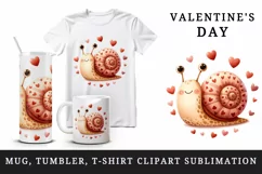 Watercolor cute snail heart pattern shell Love Valentine Day print 20 oz tumbler skinny mug wrap clipart t-shirt sublimation printable design