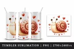 Watercolor cute snail heart pattern shell Love Valentine Day print 20 oz tumbler skinny mug wrap clipart t-shirt sublimation printable design