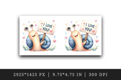 Watercolor cute snail sparkle hearts I Love You quote Valentine Day print 20 oz tumbler skinny mug wrap clipart t-shirt sublimation printable design