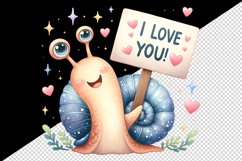 Watercolor cute snail sparkle hearts I Love You quote Valentine Day print 20 oz tumbler skinny mug wrap clipart t-shirt sublimation printable design