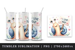 Watercolor cute snail sparkle hearts I Love You quote Valentine Day print 20 oz tumbler skinny mug wrap clipart t-shirt sublimation printable design
