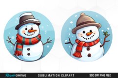 Watercolor Cute Snowman Graphics Clipart Product Image 1