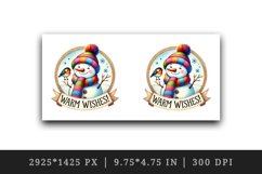 Watercolor cute snowman bird Warm Wishes quote Christmas New Year winter print tumbler skinny mug wrap clipart t-shirt sublimation printable design