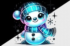 Watercolor cute snowman blue scarf hat smile Christmas New Year winter print 20oz tumbler skinny mug wrap clipart t-shirt sublimation printable design