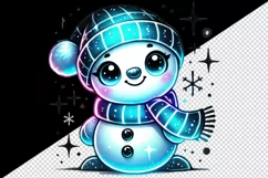 Watercolor cute snowman blue scarf hat smile Christmas New Year winter print 20oz tumbler skinny mug wrap clipart t-shirt sublimation printable design