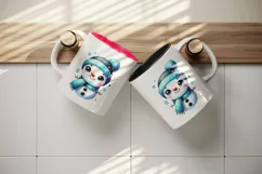 Watercolor cute snowman blue scarf hat smile Christmas New Year winter print 20oz tumbler skinny mug wrap clipart t-shirt sublimation printable design