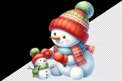 Watercolor cute snowman building mini bright scarf hat Christmas print 20 oz tumbler skinny mug wrap clipart t-shirt sublimation printable design