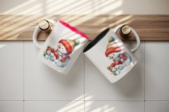 Watercolor cute snowman building mini bright scarf hat Christmas print 20 oz tumbler skinny mug wrap clipart t-shirt sublimation printable design