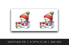 Watercolor cute snowman building mini bright scarf hat Christmas print 20 oz tumbler skinny mug wrap clipart t-shirt sublimation printable design