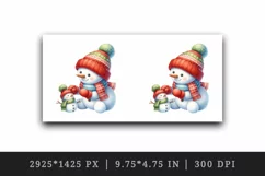 Watercolor cute snowman building mini bright scarf hat Christmas print 20 oz tumbler skinny mug wrap clipart t-shirt sublimation printable design